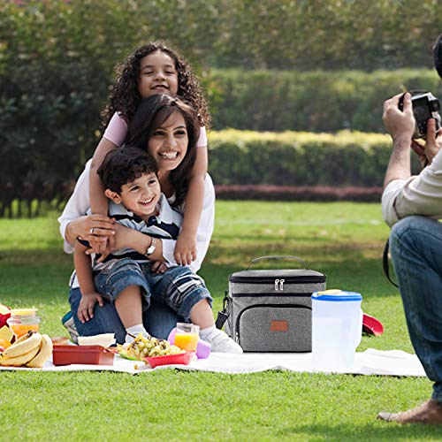 HebyTinco 15L Térmica Bolsa Portatil Almuerzo Hermética Bolsa Térmica Plegable Bolso Nevera Térmica Tela Bolsas para Llevar Comida Nevera Almuerzo Adulto Niños Trabajo Oficina Playa Viaje (light gray)