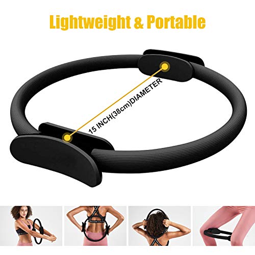 HebyTinco Círculos Profesionales de Yoga, Anillo de Pilates con asaentrenamiento para Resistencia y Flexibilidad, Anillo de Doble asa de Pilates, aro Yoga para Mujer, círculo de Ejercicio mágico