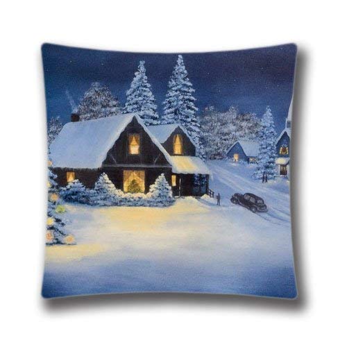 Heekie Funda de cojín Decorative Cushion Case Cover, Vintage Christmas Santa Claus Pillow Case Super Soft and Comfortable Pillowslip Christmas Cottage on Pinterest Pillow Case Cushion Cover