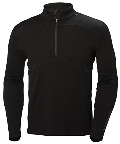 Helly Hansen HH LIFA 1/2 Zip Camiseta Técnica Lana Merino, Hombre, Negro, XL