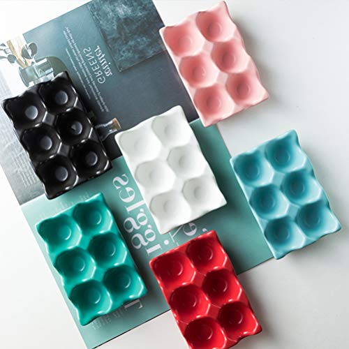 Hemoton 6 bandejas de huevo de cerámica antideslizantes huevera caja refrigerador a prueba de golpes Huevo almacenamiento para el hogar cocina restaurante (negro) 14.5x9.5x3.2cm rosa