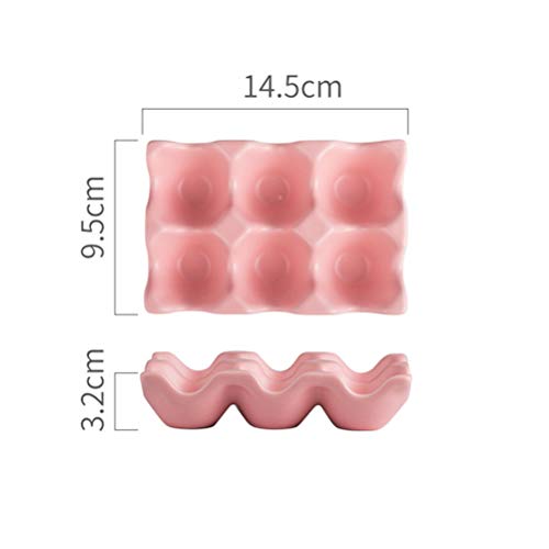 Hemoton 6 bandejas de huevo de cerámica antideslizantes huevera caja refrigerador a prueba de golpes Huevo almacenamiento para el hogar cocina restaurante (negro) 14.5x9.5x3.2cm rosa