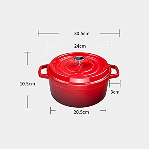 HEWEI Ollas de Cocina Sartenes Olla para Sopa Olla para estofado Cazuela de Hierro Fundido Olla de Esmalte de 24 cm de Grosor Olla de Gas para el Día de la Madre Olla Caliente Plato Colorido Salud