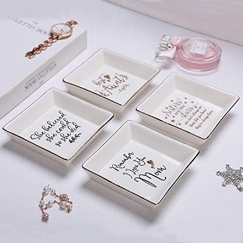 HIGHKAS Anillo Plato Impresión Cerámica Joyas Plato Anillo Plato Pulsera Pendientes Collar Anillo Placas Almacenamiento Perfume Vela Plato Anillo Bandeja Decoración Regalo para Mujer Niña Madre