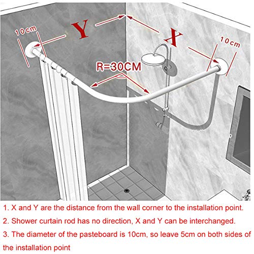 HNCS Barra Cortina Curva BañEra,Barra para Ducha En Esquina En Tipo U Sin Taladrar Extensible Acero Inoxidable para BañEras De Rincon Ideal para BañOs PequeñOs En Los,D