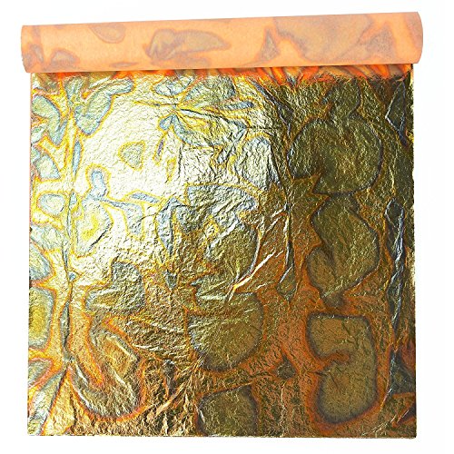 Hoja de Oro Abigarrada (Verde), 14x14 cm, Librillo de 25 Hojas