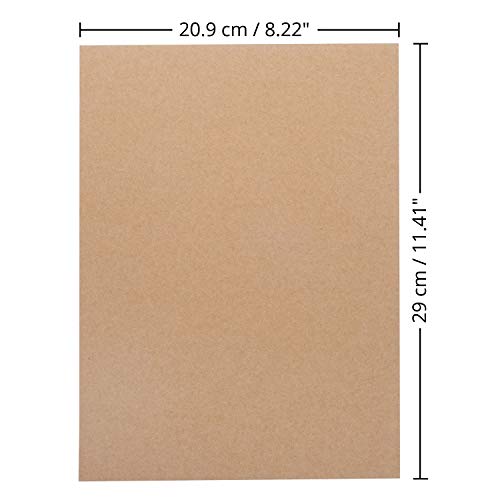Hojas Carton Kraft (Pack de 25) - A4 Carton Peso Medio 3mm de Grosor Carton Marrón para para Manualidades y Arte Álbumes de Recortes, Respaldo para Blocs de Notas, Fotos, Impresiones y Bricolaje