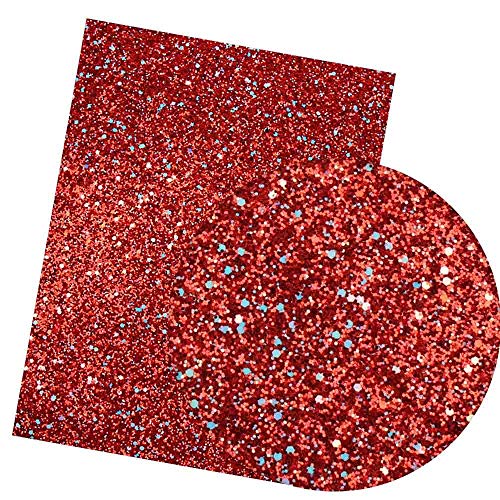 Hojas de tela de piel sintética con purpurina para manualidades, decoración de bodas, manualidades, lazos de pelo de 7,6 cm