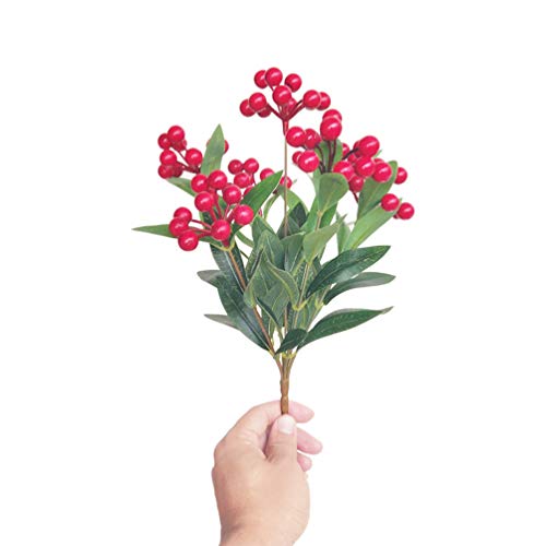Holibanna Acebo Rojo Artificial Hojas Baya Recoge Invierno Navidad Bayas decoración