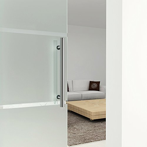 HOMCOM Puerta Corredera Cristal Puerta Deslizante de Vidrio Puertas de Interior Puerta de Granero Estilo Granero 75x210cm