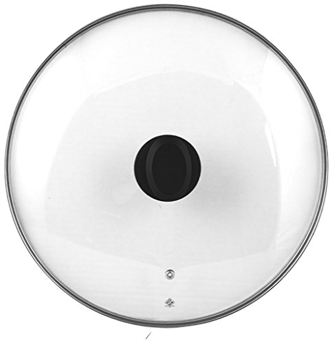 HOME Tapa con Borde de Acero INOX, Plástico/Vidrio, Transparente/Negro, 40 cm