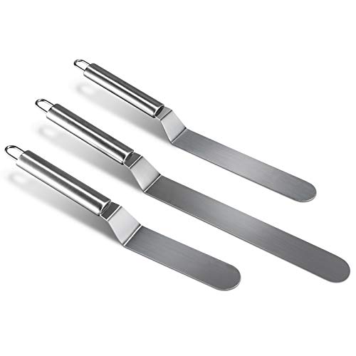 homeasy Kit de Espátula de Repostería, 4.5/6.5/8.5 Pulgadas Profesionales Espátulas de Glaseado de Acero Inoxidable, 3 Piezas de Cuchillo de Pastel Cuchillo de Cocina para Decoración de Pasteles