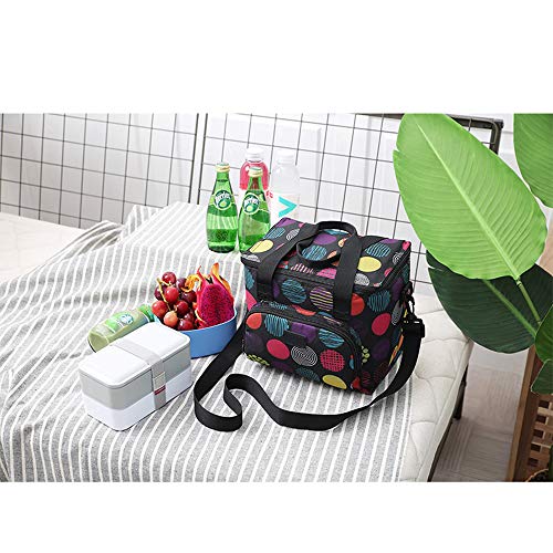 HOMIXES 10L Bolsa Térmica, Bolsa de Almuerzo aislada Bolsa de Picnic Portatil Adulto Bolsa de Enfriamiento Contenedor de Alimentos para Hombres Mujeres Trabajo Oficina Playa Viaje (Punto)