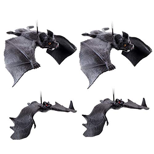 Homo Trends 15 piezas de murciélagos colgantes de Halloween decoración de terror, de goma realista 3D murciélagos para Halloween Fiesta Favores y Decoración