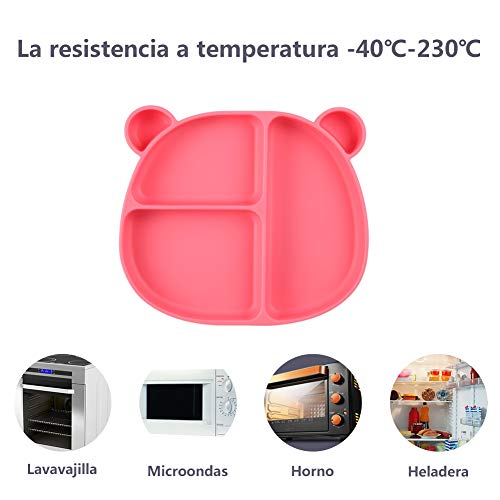 Homvik Plato de Silicona con Ventosa para Bebé Mantel Individual para Bebé Niños Plato Antideslizante Plato de Alimentación para BLW (Rosa)