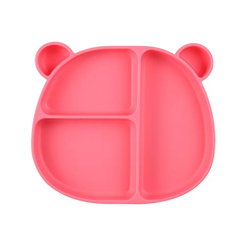 Homvik Plato de Silicona con Ventosa para Bebé Mantel Individual para Bebé Niños Plato Antideslizante Plato de Alimentación para BLW (Rosa)