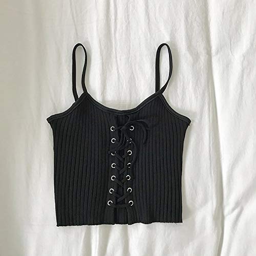 Hopereo Mujeres Halter Tank Tops Tejer Sexy Spaghetti Caliente Camis Mujer Sólido Cultivo Top Feminino Cordón 2020 Verano Tops Mujeres