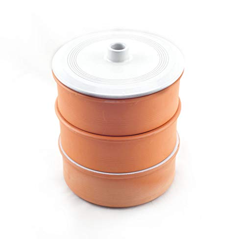 HostelNovo Germinador de Semillas de cerámica Natural - 3 Niveles con amplío Almacenamiento para Las Semillas - Medidas 17 x 19 cm