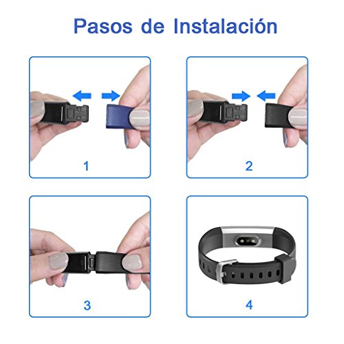 HOTSO Conjunto de Pulsera de Repuesto para ID115 U, Correa de Reemplazo Colores Opcionales (Negro+Azul Oscuro)