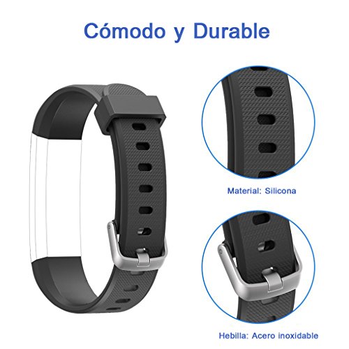 HOTSO Conjunto de Pulsera de Repuesto para ID115 U, Correa de Reemplazo Colores Opcionales (Negro+Azul Oscuro)