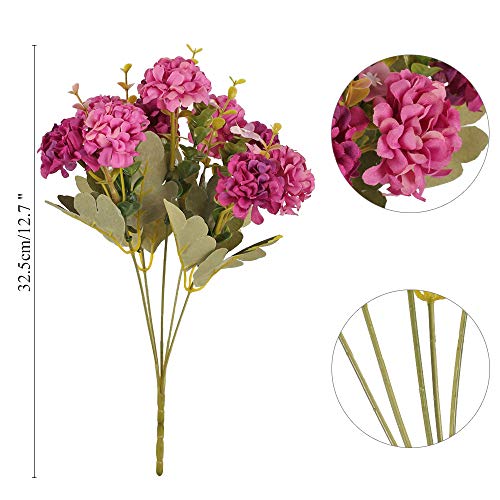 HUAESIN 4pcs Ramo de Flores Artificiales Decoracion Jarrones Flor Hortensia Artificial Morada Flores de Plastico para Exterior Interior Balcon Terraza Cocina Baño Maceta Cesta Jardinera Boda Fiesta