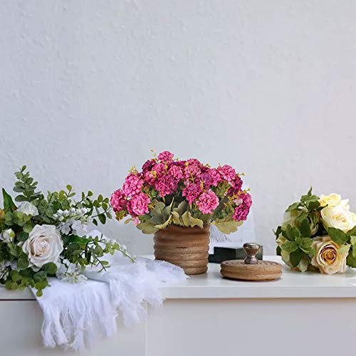 HUAESIN 4pcs Ramo de Flores Artificiales Decoracion Jarrones Flor Hortensia Artificial Morada Flores de Plastico para Exterior Interior Balcon Terraza Cocina Baño Maceta Cesta Jardinera Boda Fiesta
