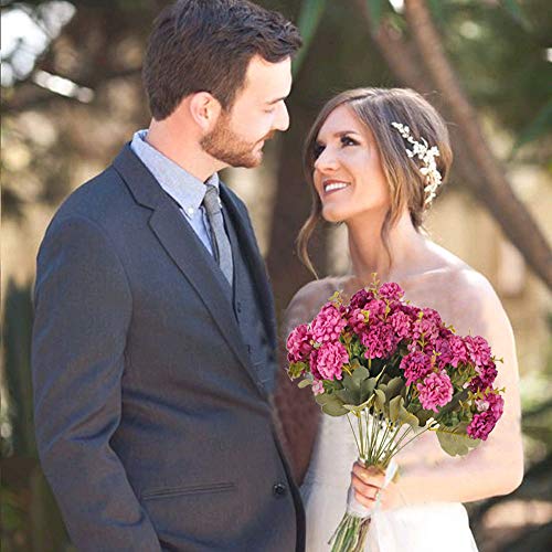 HUAESIN 4pcs Ramo de Flores Artificiales Decoracion Jarrones Flor Hortensia Artificial Morada Flores de Plastico para Exterior Interior Balcon Terraza Cocina Baño Maceta Cesta Jardinera Boda Fiesta