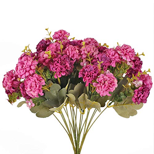 HUAESIN 4pcs Ramo de Flores Artificiales Decoracion Jarrones Flor Hortensia Artificial Morada Flores de Plastico para Exterior Interior Balcon Terraza Cocina Baño Maceta Cesta Jardinera Boda Fiesta