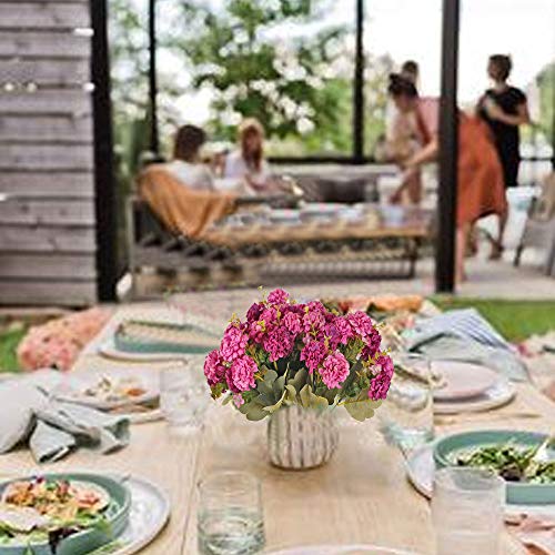 HUAESIN 4pcs Ramo de Flores Artificiales Decoracion Jarrones Flor Hortensia Artificial Morada Flores de Plastico para Exterior Interior Balcon Terraza Cocina Baño Maceta Cesta Jardinera Boda Fiesta
