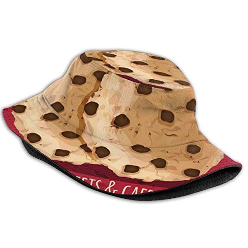 huatongxin Unisex Fisherman Cap,Chocolate Chip Advertisement Doughy Have A Sweet Day Lettering Delicious Vintage,Travel Beach Hat
