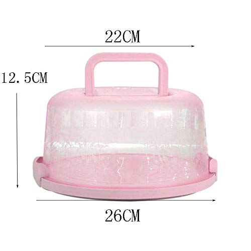 HXHON Caja de la Torta de plástico Portador de la Torta Redonda portátil con asa Cajas de Almacenamiento de pastelería Caja de postres Cumpleaños Banquete de Boda Contenedor (Rosa)
