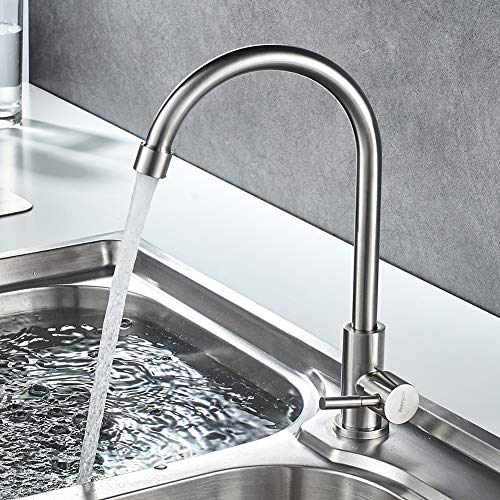 Ibergrif M18703 Mundo, Grifería Mezclador de Cocina Solo Agua Fria, Grifo para Fregadero Monomando, Inoxidable, Gris