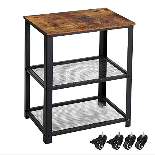 IBUYKE Carrito de Servicio de 3 Niveles, 60x40x81 cm Estantería metálica con Ruedas, Organizador de Almacenamiento para Cargas Pesadas, Tablero de sobremesa, para Cocina, Sala de Estar TMJ011H