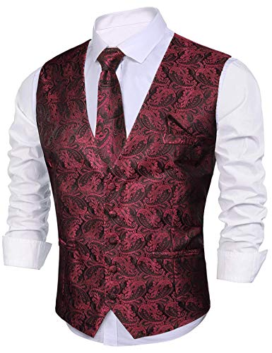 iClosam Chaleco Formal Hombre Clasico Slim Fit Blazers De 3 Piezas Conjunto para Traje De Boda Negocios
