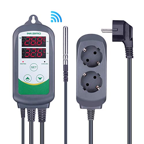 Inkbird ITC-308 WiFi Termostato Digital 220V, App Control Remoto la Temperatura Rango de Calentador y Enfriador para Acuarios, Cerveza Casera, Planta de Invernadero, Eclosión de Animales