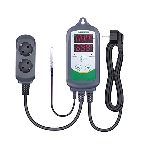 Inkbird WiFi ITC-308 Termostato Digital, Double Relés con"Inkbird Pro" App Control Remoto la Temperatura Rango de Calentador y Enfriador para Reptil, Acuarios y Cerveza Casera