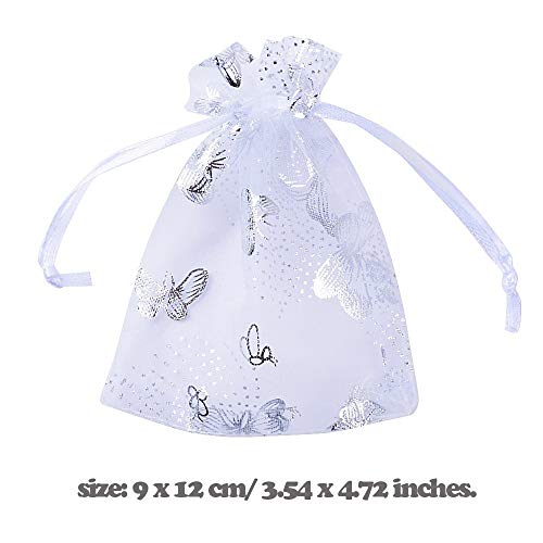 INTVN Bolsas Organza Mariposas Joyería Caramelo Regalo Bolsitas Boda Fiesta Favores 100 Piezas, 9 x 12 cm, 10 Colores