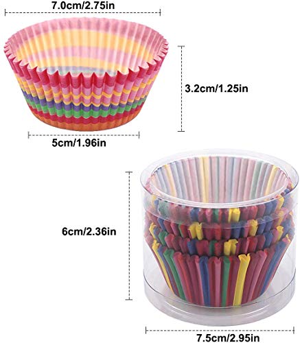 INTVN Papel para Magdalenas 600 Piezas Cápsulas de Repostería 6 Estilos 3,2 x 5 x 6,8cm Antiadherentes Impermeable para Hornear Magdalenas Pastel Tarta