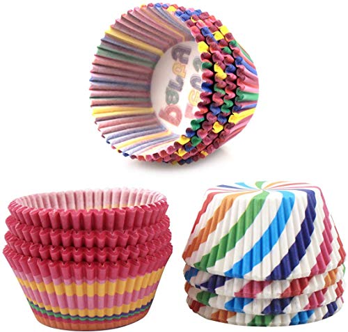 INTVN Papel para Magdalenas 600 Piezas Cápsulas de Repostería 6 Estilos 3,2 x 5 x 6,8cm Antiadherentes Impermeable para Hornear Magdalenas Pastel Tarta