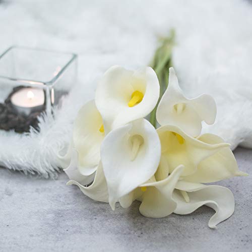 Invivo 10 Largos Tallos DE Flores Y Ramo DE Lirios Blancos Artificiales, para EL HOGAR Tienda Oficina Restaurante DECORACIÓN DE LA Fiesta DE Bodas/DECORACIÓN DE ARREGLOS Florales DE Bricolaje