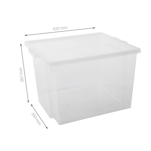 Iris Ohyama, lote de 6 cajas de almacenamiento con tapa - Useful Storage Box - USB-M, transparente, 40 L, 42 x 36 x 26,5 cm