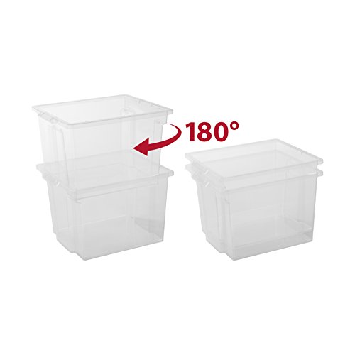 Iris Ohyama, lote de 6 cajas de almacenamiento con tapa - Useful Storage Box - USB-M, transparente, 40 L, 42 x 36 x 26,5 cm