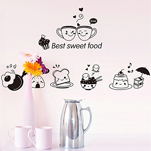 iTemer 1 set Pegatinas pared decorativas Stickers Vinilos decorativos pared dormitorio Decoracion pared Elegante y hermoso PVC Restaurante Nevera Comida occidental La cocina