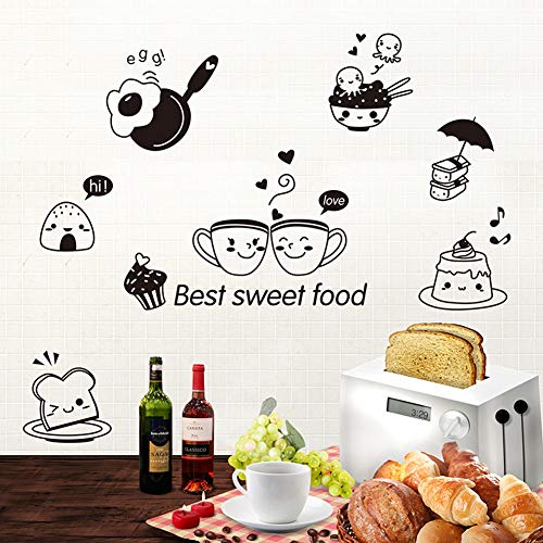 iTemer 1 set Pegatinas pared decorativas Stickers Vinilos decorativos pared dormitorio Decoracion pared Elegante y hermoso PVC Restaurante Nevera Comida occidental La cocina