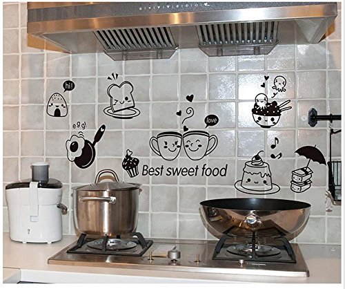 iTemer 1 set Pegatinas pared decorativas Stickers Vinilos decorativos pared dormitorio Decoracion pared Elegante y hermoso PVC Restaurante Nevera Comida occidental La cocina