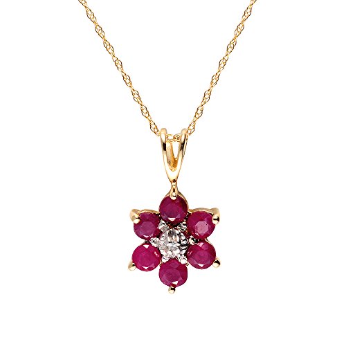 Ivy Gems mujer 9 k (375) oro amarillo redondo rojo rubí