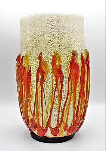 jarrón de cristal de Murano Hoja Plata hecho Totalmente A MANO por nuestros maestros del Vidrio de Murano unidad único