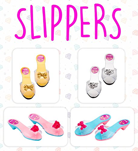 JaxoJoy Zapatos Y Joyería Boutique – Pequeña Niña Princesa Jugar Set De Regalo con 4 Pares De Zapatos, Grande para El Dress Up & Grupo Play – Recomienda Edades 3 +