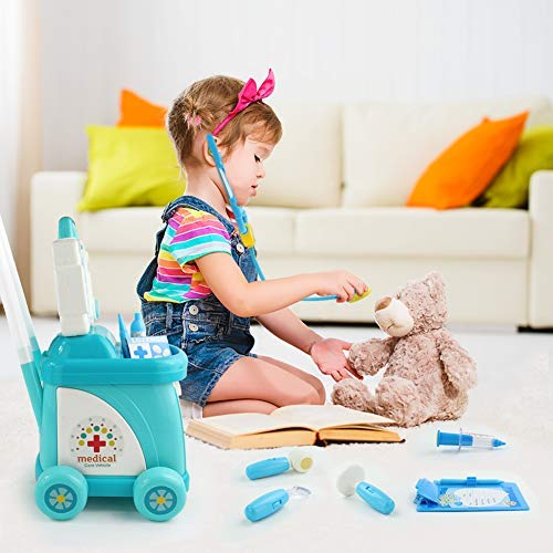 jerryvon Maletin Medicos Juguete Carro Doctora - 3 in 1 Juegos de Médicos Enfermera para Niñas Kit Doctora Juguetes Set Juego de rol Pascua Niño Doctor para Niños 3 4 5 Años
