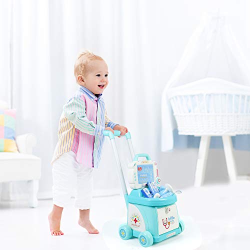 jerryvon Maletin Medicos Juguete Carro Doctora - 3 in 1 Juegos de Médicos Enfermera para Niñas Kit Doctora Juguetes Set Juego de rol Pascua Niño Doctor para Niños 3 4 5 Años